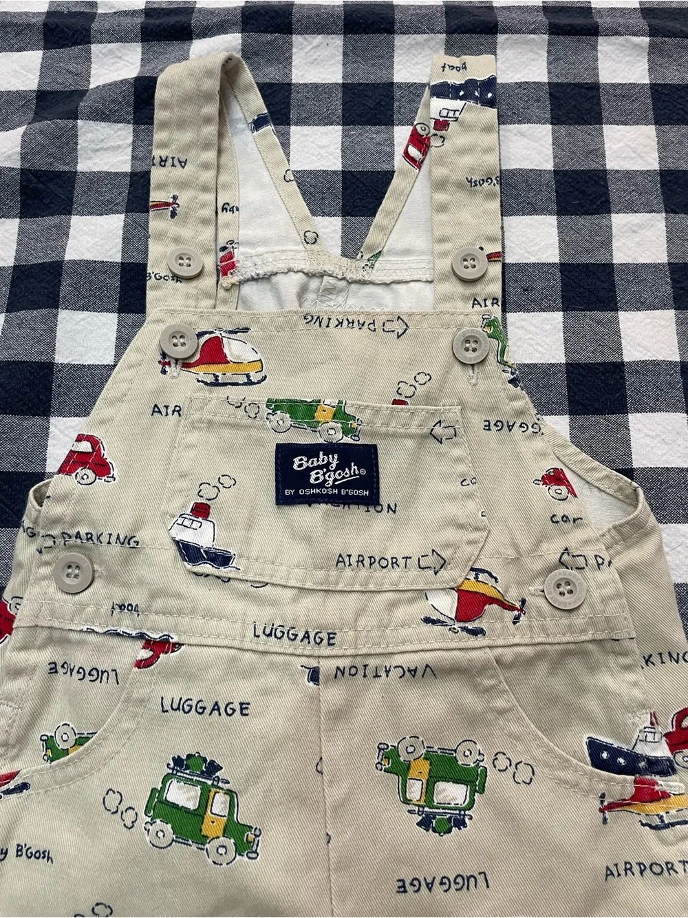 VTG OshKosh B'gosh Beige Shortalls Travel 12 month
